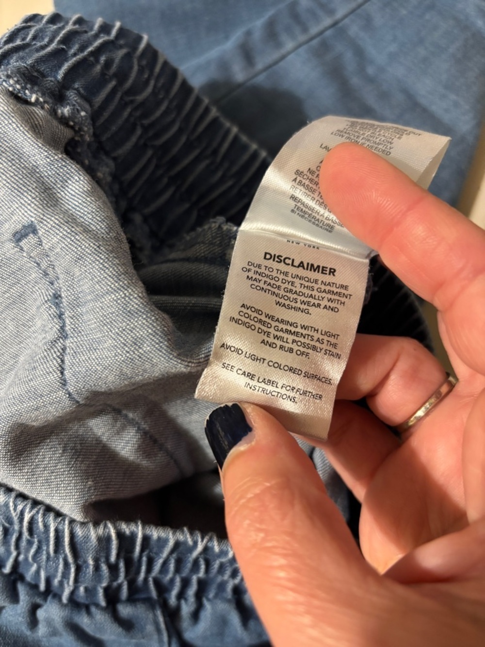 Oat New York Indigo Chambray Denim Joggers Size Medium Model Off Duty Soft Drape - Picture 10 of 12